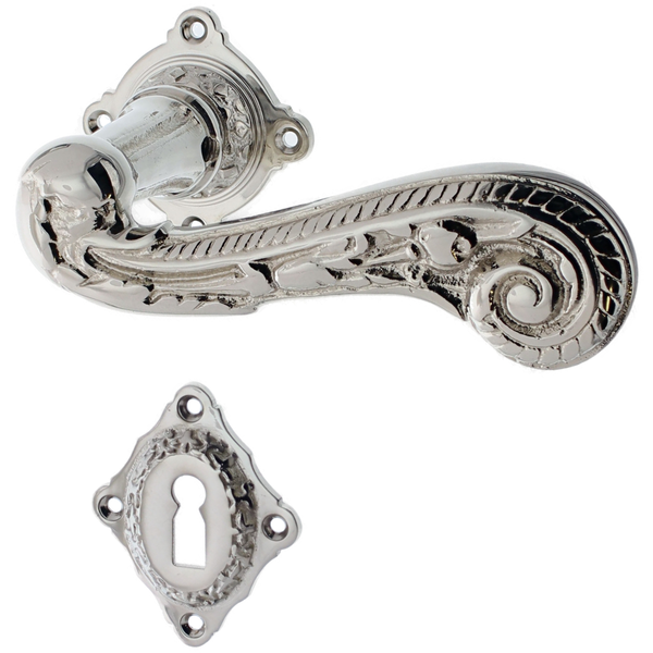 Zimmertürbeschlag aus Messing - Jugendstil - schlanke Form | silber